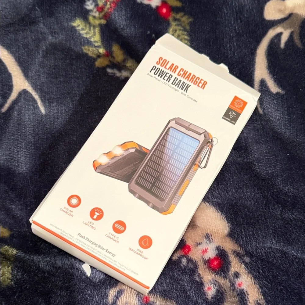 Solar Charger Power Bank - Orange and Black